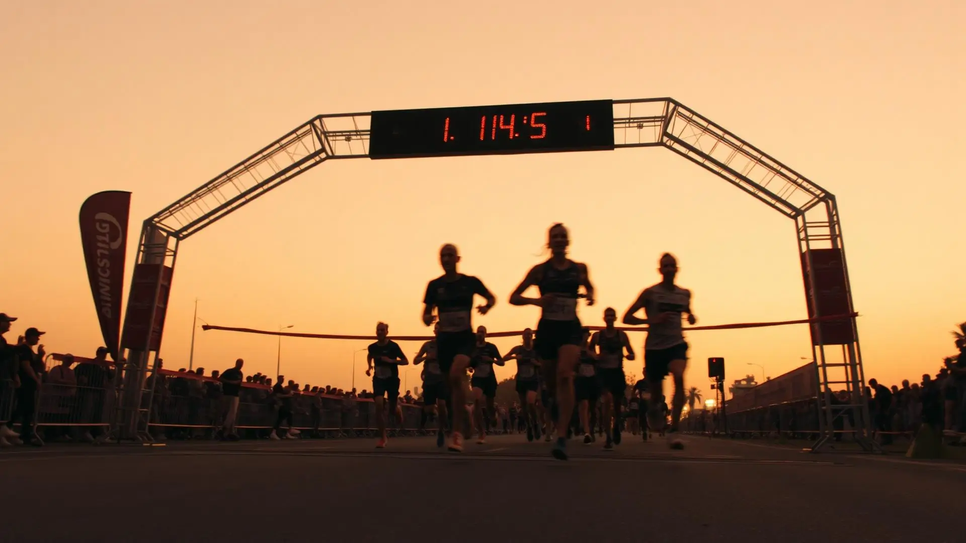 A group of people running